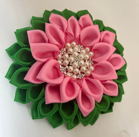 Pink and green corsage