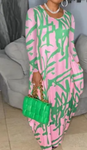 Pink and Green Abstract Dress
