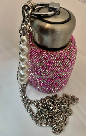 Pink and clear bling water bottle/flask