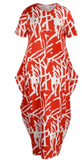Red and White Abstract Dress