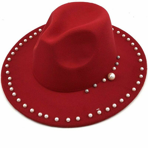 Fedora with attached pearls