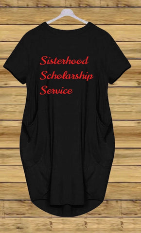 Short sleeve Sisterhood dress red lettering