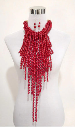 Red tier necklace set