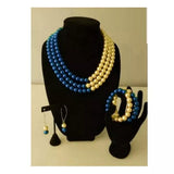 Yellow and Blue Three piece necklace set