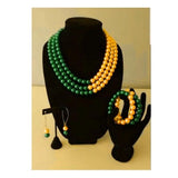 Green and Yellow Three piece Necklace set