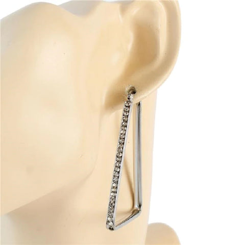Silver Triangle Rhinestone earrings